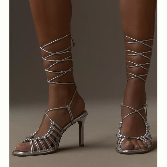 Seychelles Te Amo Silver High Heel Sandals NWOT - Picture 2 of 16